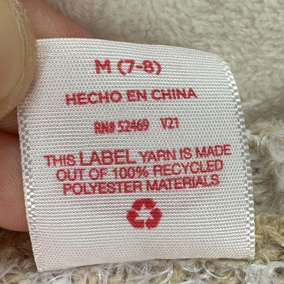 🌸3/$15🌸 Girls Ugly Christmas Sweater Size M 7-8 Tan Red White Trees‎ Snowflakes - Picture 4 of 8